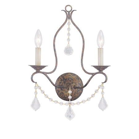 Chesterfield 2 Light Hand Applied Venetian Golden Bronze Wall Sconce MPN:6422-71