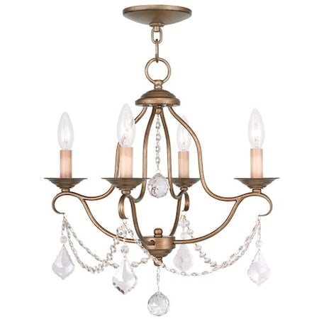 Chesterfield 4 Light Antique Gold Leaf Mini Chandelier MPN:6424-48