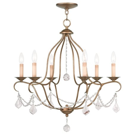 Chesterfield 6 Light Antique Gold Leaf Chandelier MPN:6426-48