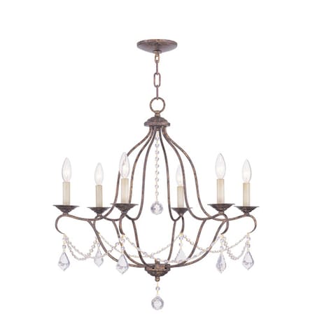 Chesterfield 6 Light Hand Applied Venetian Golden Bronze Chandelier MPN:6426-71