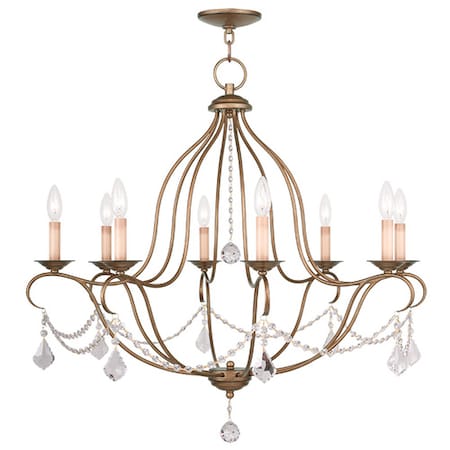Chesterfield 8 Light Antique Gold Leaf Chandelier MPN:6428-48