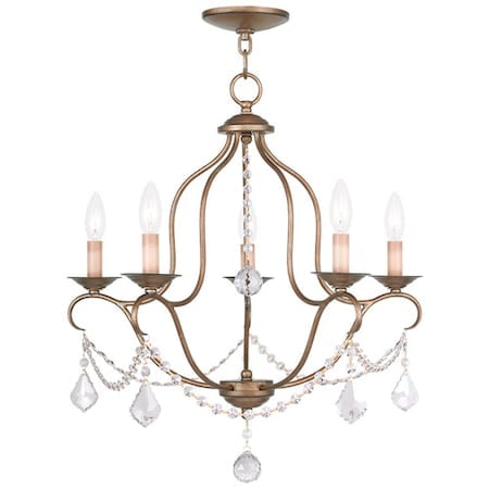Chesterfield 5 Light Antique Gold Leaf Chandelier MPN:6435-48