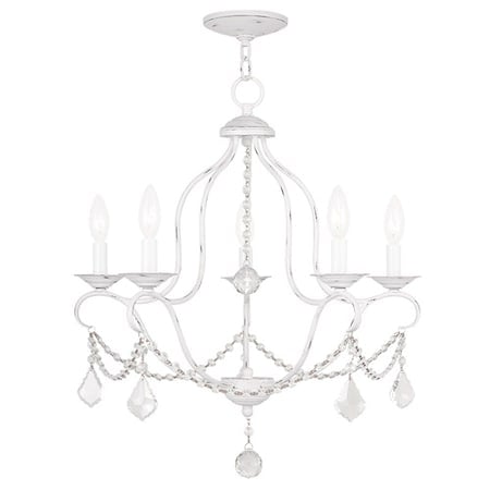 Chesterfield 5 Light Antique White Chandelier MPN:6435-60