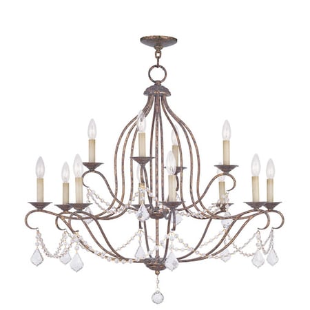 Chesterfield 12 Light Hand Applied Venetian Golden Bronze Chandelier MPN:6438-71