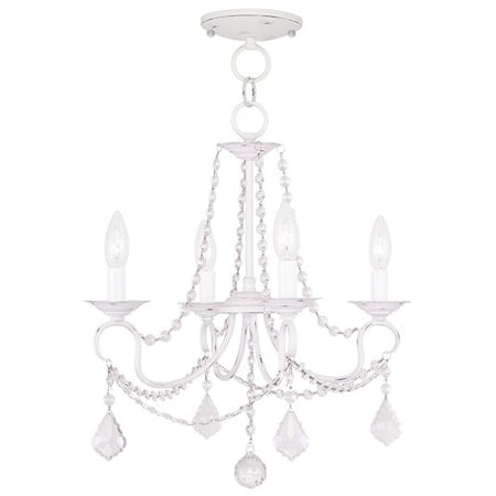 Pennington 4 Light Antique White Convertible Chandelier/Ceiling Mount MPN:6514-60