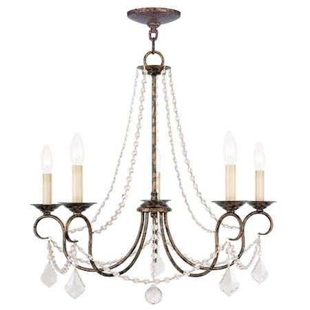 Pennington 5 Light Hand Applied Venetian Golden Bronze Chandelier MPN:6515-71