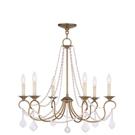 Pennington 6 Light Antique Gold Leaf Chandelier MPN:6516-48