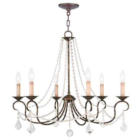 Pennington 6 Light Hand Applied Venetian Golden Bronze Chandelier MPN:6516-71