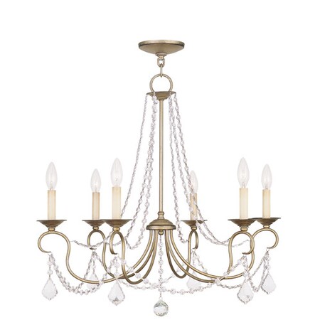 Pennington 6 Light Hand Painted Antique Silver Leaf Chandelier MPN:6516-73