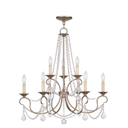 Pennington 9 Light Hand Painted Antique Silver Leaf Chandelier MPN:6519-73