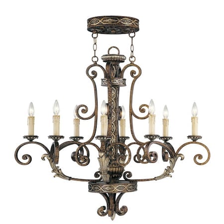 Seville 8 Light Palacial Bronze with Gilded Accents Oval Chandelier MPN:8538-64