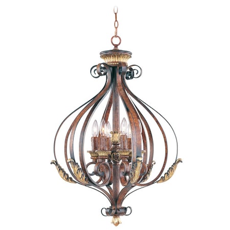 Villa Verona 6 Light Verona Bronze with Aged Gold Leaf Accents Foyer MPN:8557-63