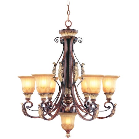Villa Verona 7 Light Verona Bronze with Aged Gold Leaf Chandelier MPN:8576-63