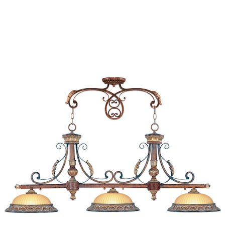 Villa Verona 3 Light Verona Bronze with Aged Gold Leaf Accents Island MPN:8584-63