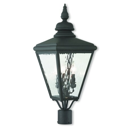 Cambridge 3 Light Black Outdoor Post Top Lantern MPN:20433-04
