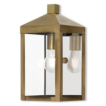 Nyack 1 Light Antique Brass Outdoor Wall Lantern MPN:20582-01