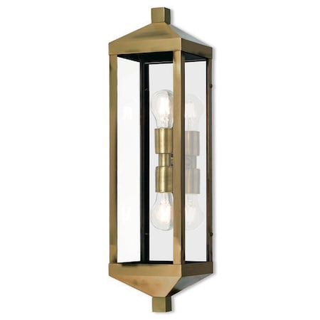 Nyack 2 Light Antique Brass Outdoor Wall Lantern MPN:20583-01