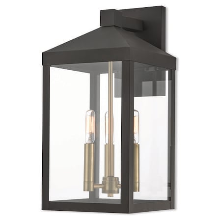 Nyack 3 Light Bronze Outdoor Wall Lantern MPN:20584-07