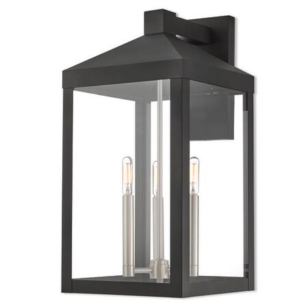 Nyack 3 Light Black Outdoor Wall Lantern MPN:20585-04