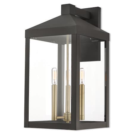 Nyack 3 Light Bronze Outdoor Wall Lantern MPN:20585-07