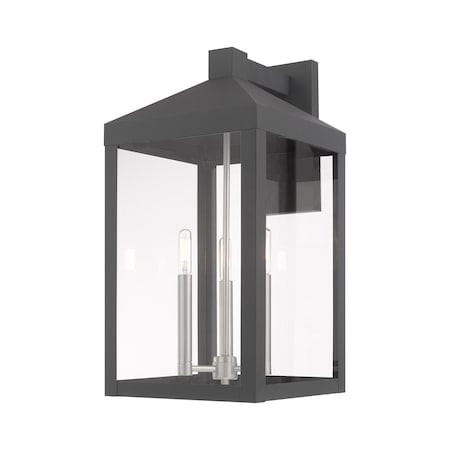 Nyack 3 Light Scandinavian Gray Outdoor Wall Lantern MPN:20585-76