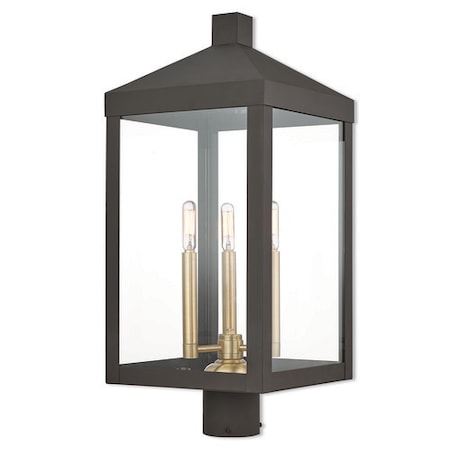 Nyack 3 Light Bronze Outdoor Post Top Lantern MPN:20586-07