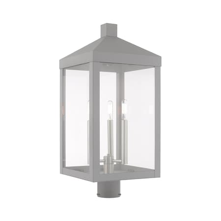 Nyack 3 Light Nordic Gray Outdoor Post Top Lantern MPN:20586-80