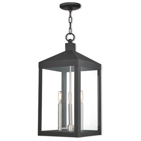 Nyack 3 Light Black Outdoor Pendant Lantern MPN:20587-04