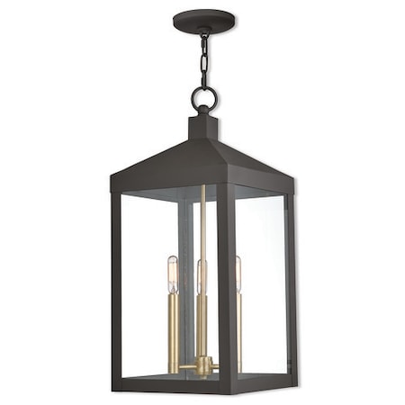 Nyack 3 Light Bronze Outdoor Pendant Lantern MPN:20587-07