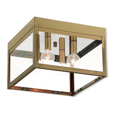 Nyack 4 Light Antique Brass Outdoor Ceiling Mount MPN:20589-01