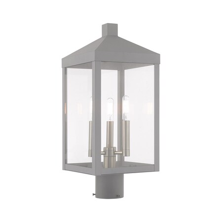 Nyack 3 Light Nordic Gray Outdoor Post Top Lantern MPN:20592-80