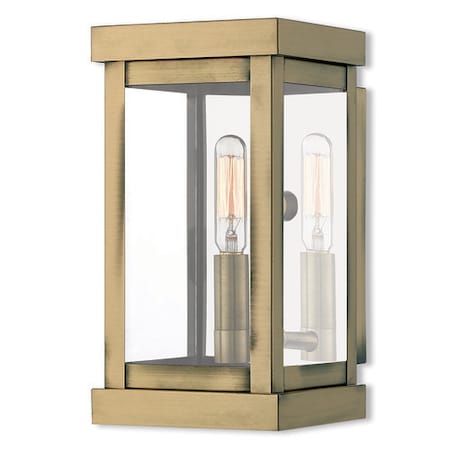 Hopewell 1 Light Antique Brass Outdoor Wall Lantern MPN:20701-01