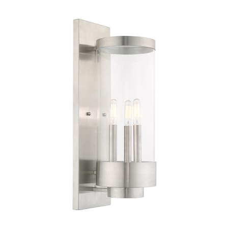Hillcrest 3 Light Brushed Nickel Outdoor Wall Lantern MPN:20724-91