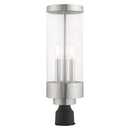 Hillcrest 3 Light Brushed Nickel Outdoor Post Top Lantern MPN:20728-91
