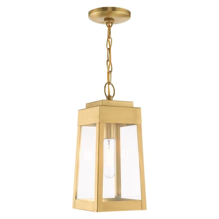 Oslo 1 Light Satin Brass Outdoor Pendant Lantern MPN:20854-12