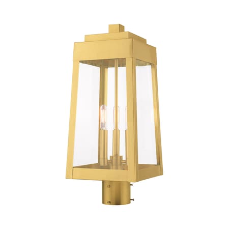 Oslo 3 Light Satin Brass Outdoor Post Top Lantern MPN:20856-12