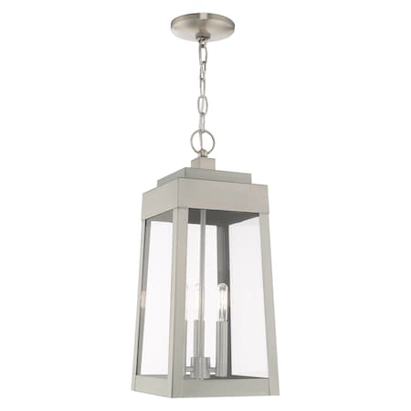 Oslo 3 Light Brushed Nickel Outdoor Pendant Lantern MPN:20857-91