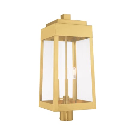 Oslo 3 Light Satin Brass Outdoor Post Top Lantern MPN:20859-12