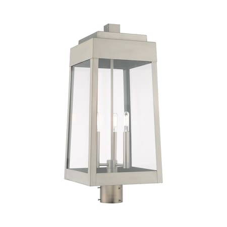 Oslo 3 Light Brushed Nickel Outdoor Post Top Lantern MPN:20859-91