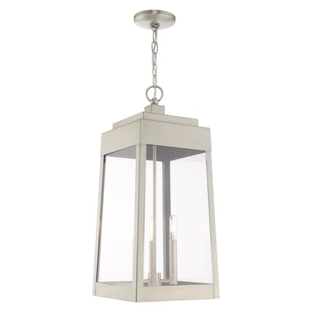 Oslo 3 Light Brushed Nickel Outdoor Pendant Lantern MPN:20860-91