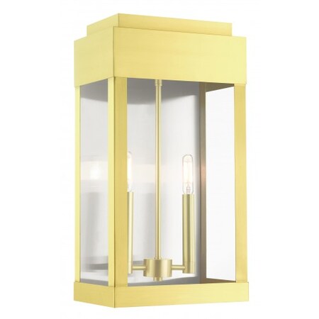 Satin Brass Outdoor Wall Lantern, 2 Light MPN:21238-12