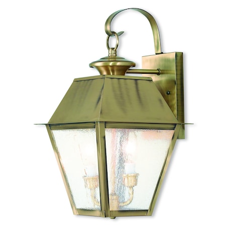 Mansfield 2 Light Antique Brass Outdoor Wall Lantern MPN:2165-01