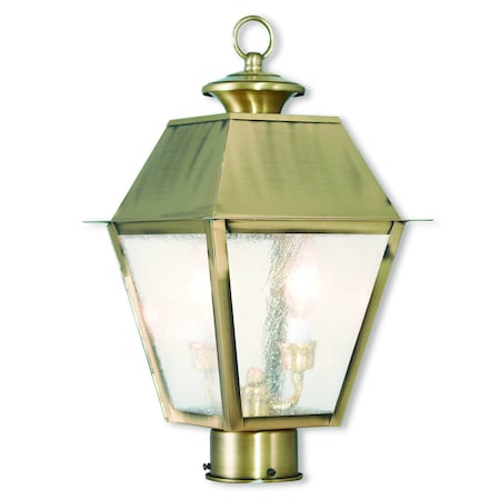 Mansfield 2 Light Antique Brass Outdoor Post Top Lantern MPN:2166-01