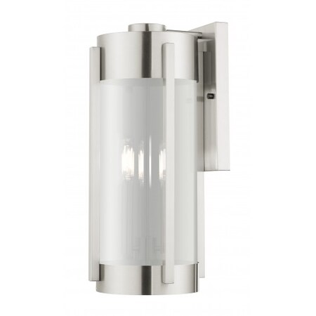 Brushed Nickel Outdoor Wall Lantern, 3 Li MPN:22383-91