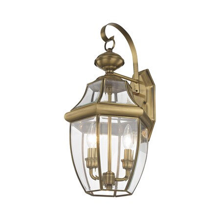 Monterey 2 Light Antique Brass Outdoor Wall Lantern MPN:2251-01