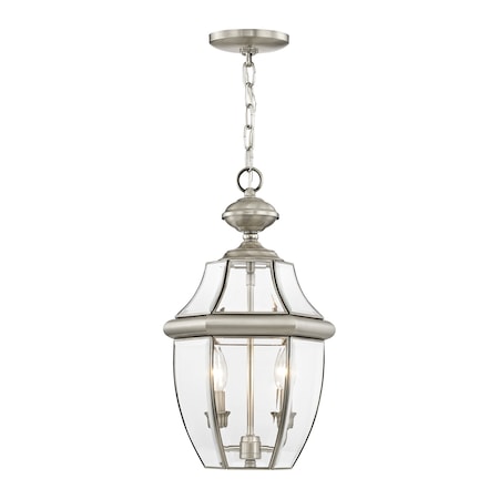 Monterey 2 Light Brushed Nickel Outdoor Pendant Lantern MPN:2255-91