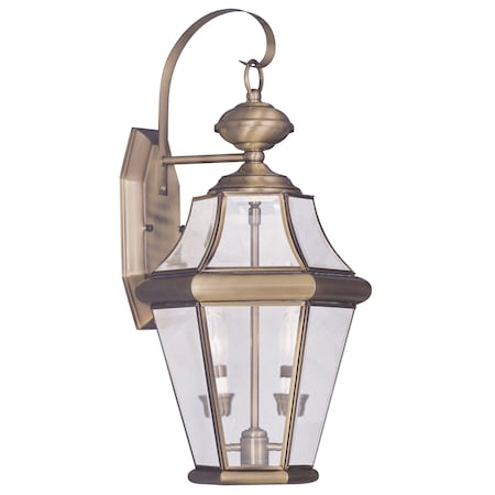 Georgetown 2 Light Antique Brass Outdoor Wall Lantern MPN:2261-01