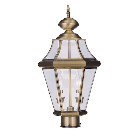 Georgetown 2 Light Antique Brass Outdoor Post Top Lantern MPN:2264-01