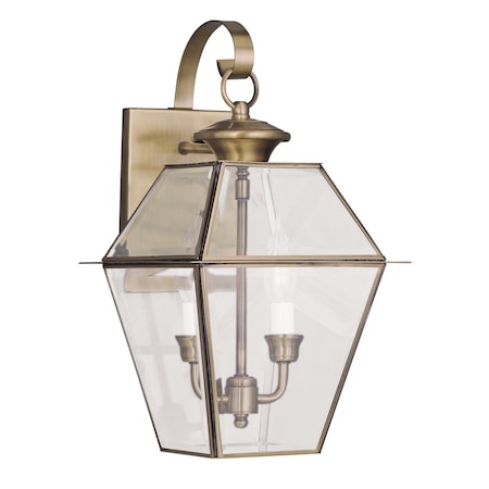 Westover 2 Light Antique Brass Outdoor Wall Lantern MPN:2281-01