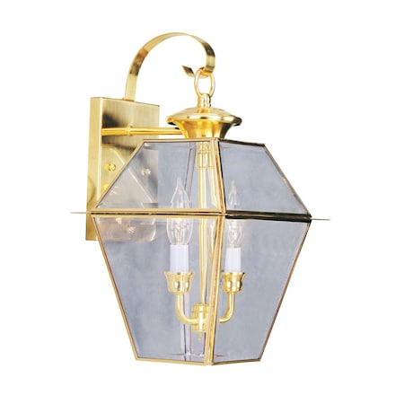 Westover 2 Light Polished Brass Outdoor Wall Lantern MPN:2281-02